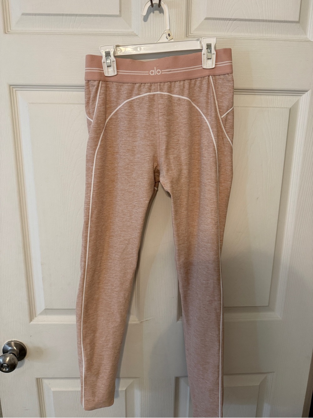 ALO Yoga Girls' Blush Pink Seam-Trim Leggings